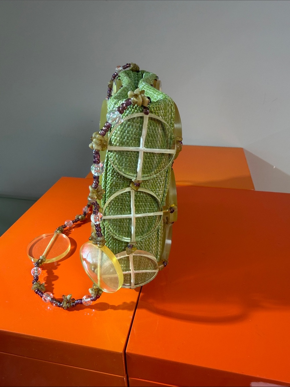 Mary Frances Beaded Floral Accent Green Shoulder Bag - Picture 7 of 7
